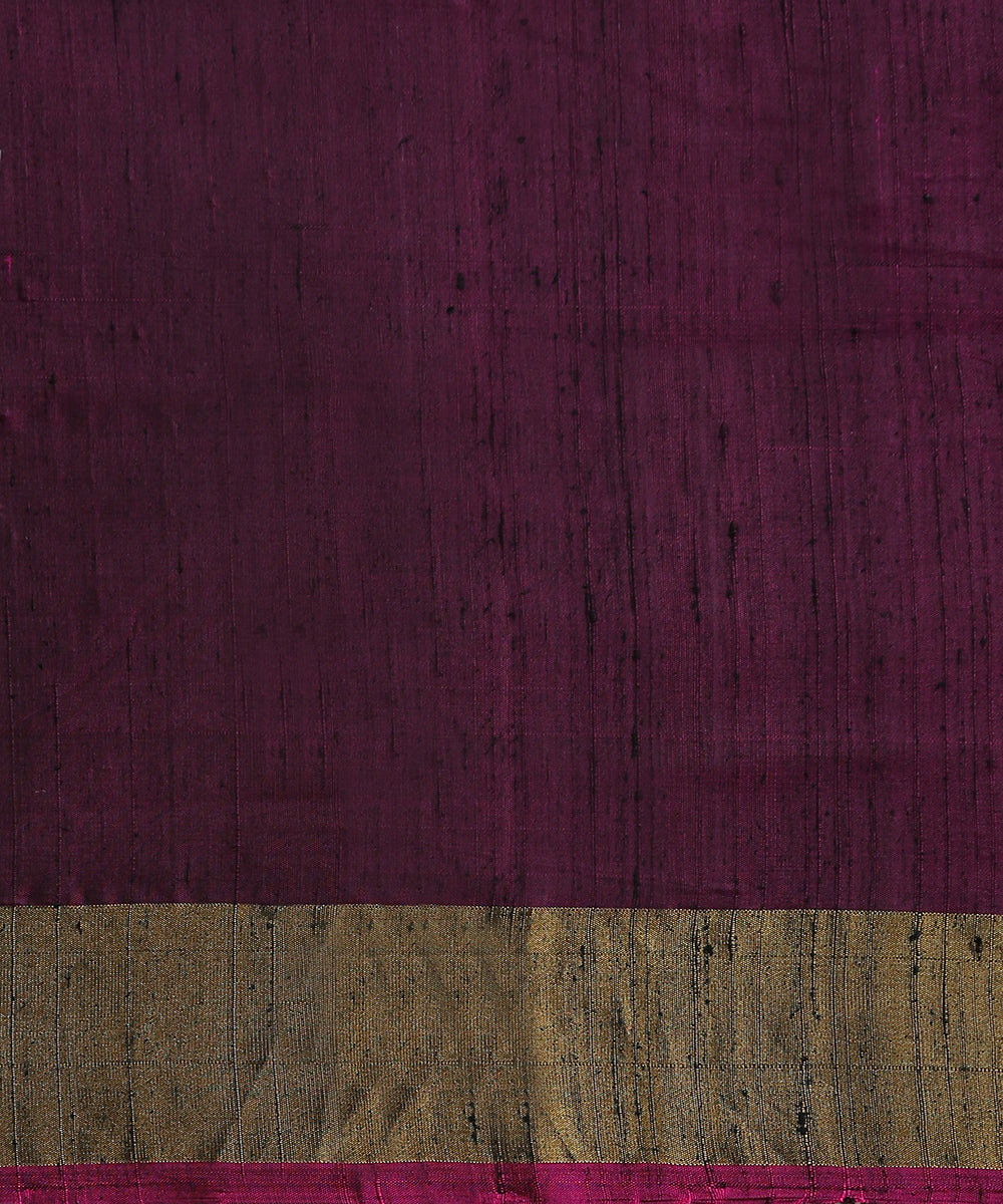 Magenta_Handloom_Raw_Silk_Ikat_Patola_With_Tissue_Border_Saree_WeaverStory_05