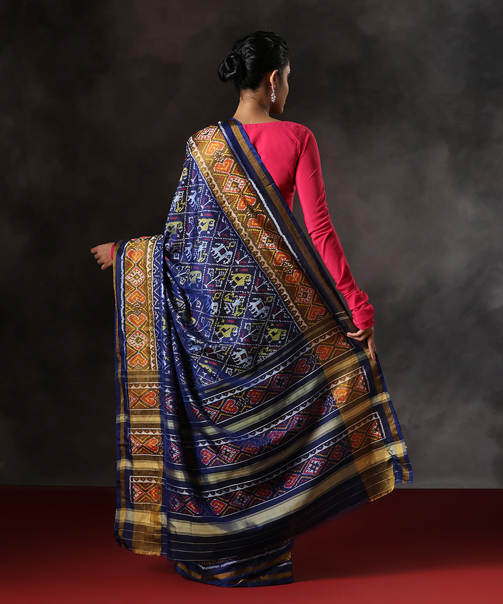 Navy_Blue_Handloom_Pure_Mulberry_Silk_Single_Ikat_Patola_Saree_With_Tissue_Border_WeaverStory_03
