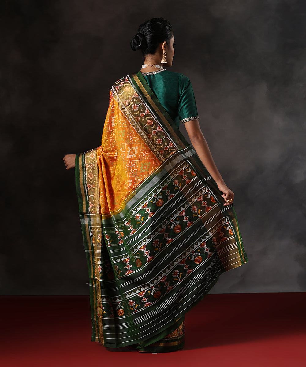 Handloom_Mustard_Pure_Mulberry_Silk_Single_Ikat_Patola_Saree_With_Green_Tissue_Border_WeaverStory_03