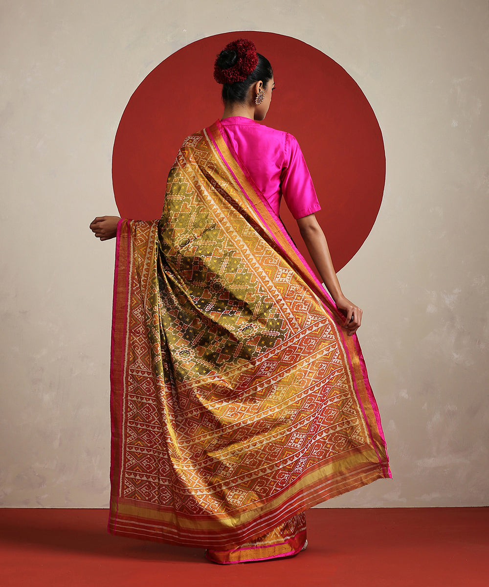 Handloom_Mustard_Double_Shade_Tissue_Silk_Patola_Saree_With_Single_Ikat_Weave_WeaverStory_03
