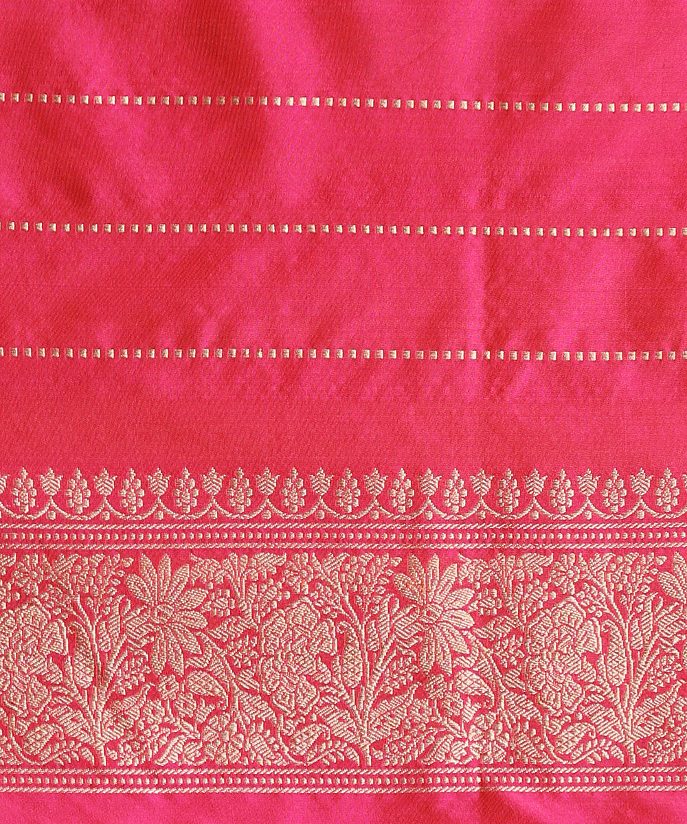Handloom_Neon_Pink_Double_Shade_Pure_Katan_Silk_Zari_Tanchoi_Banarasi_Saree_With_Kadhwa_Striped_WeaverStory_05