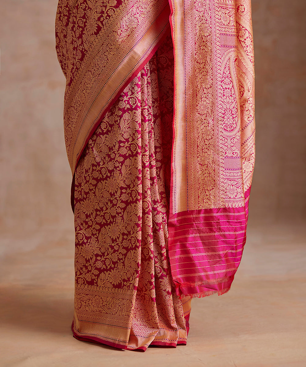 Handloom_Hot_Pink_Double_Shade_Kimkhab_Pure_Katan_Silk_Banarasi_Saree_WeaverStory_04