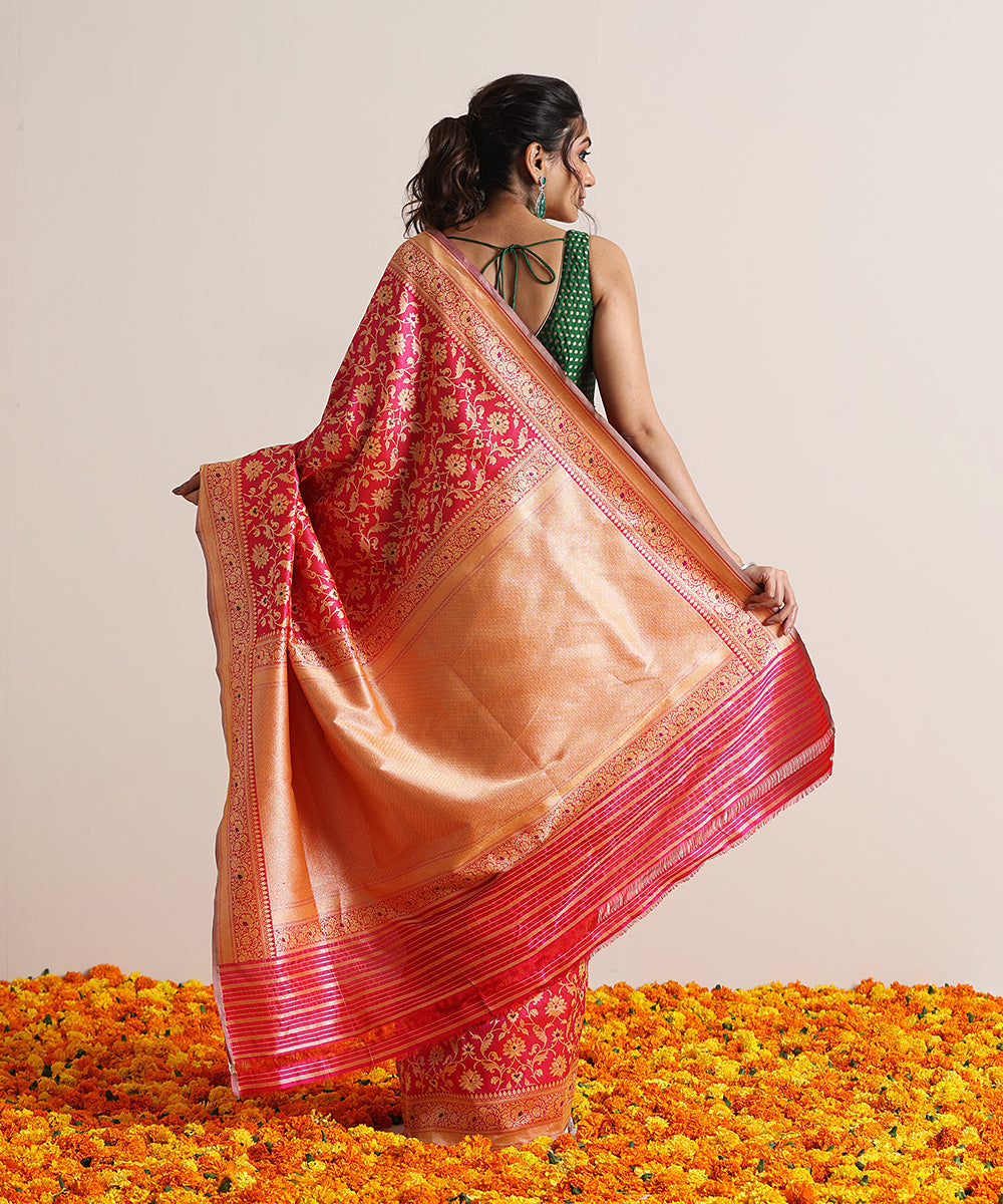 Hot_Pink_Handloom_Pure_Katan_Silk_Tanchoi_Banarasi_Saree_With_Meenakari_WeaverStory_03