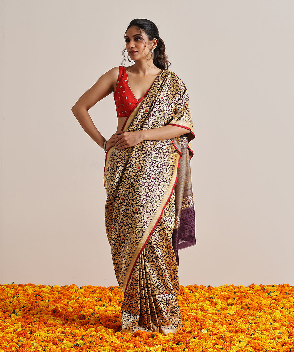 Dark_Purple_Handloom_Pure_Katan_Silk_Kimkhab_Banarasi_Saree_With_Meena_Booti_WeaverStory_02