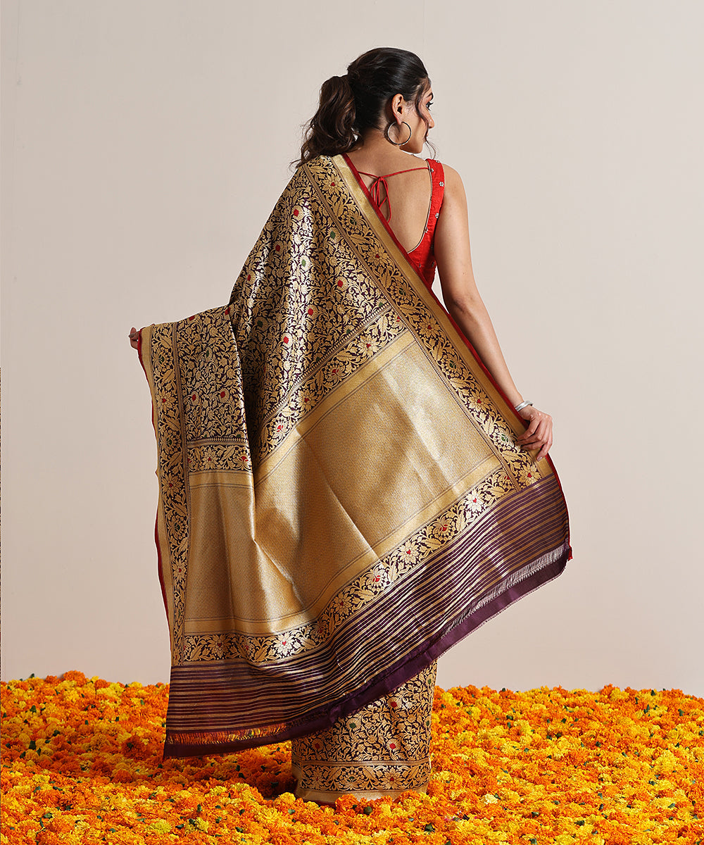 Dark_Purple_Handloom_Pure_Katan_Silk_Kimkhab_Banarasi_Saree_With_Meena_Booti_WeaverStory_03