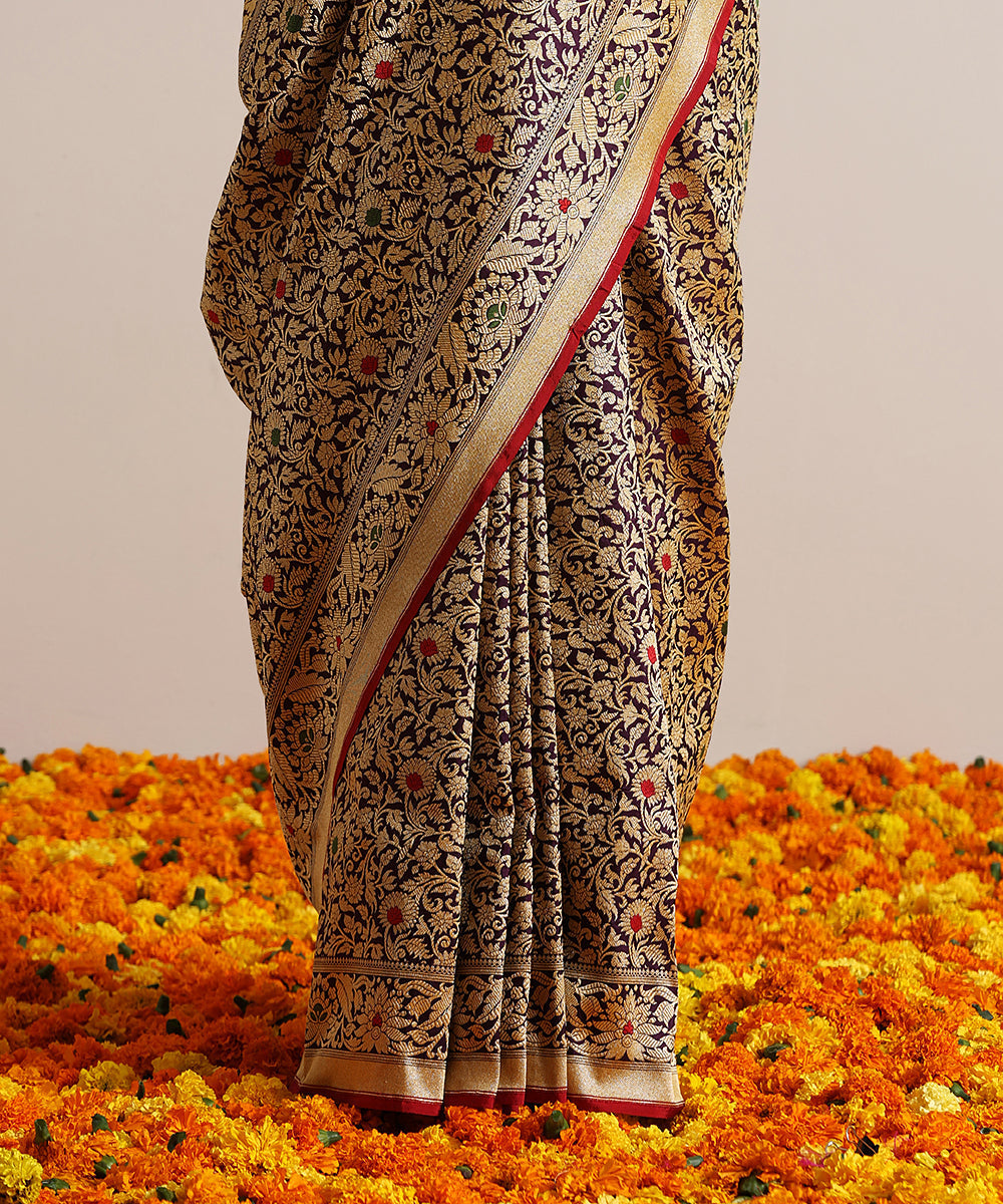 Dark_Purple_Handloom_Pure_Katan_Silk_Kimkhab_Banarasi_Saree_With_Meena_Booti_WeaverStory_04
