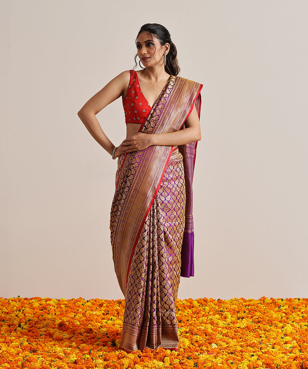 Handloom_Voilet_Pure_Katan_Silk_Kimkhab_Banarasi_Saree_With_Red_Selvedge_WeaverStory_02