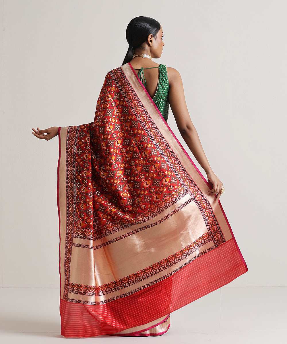 Red_Handloom_Pure_Katan_Silk_Banarasi_Patola_Saree_With_Meenakari_WeaverStory_03