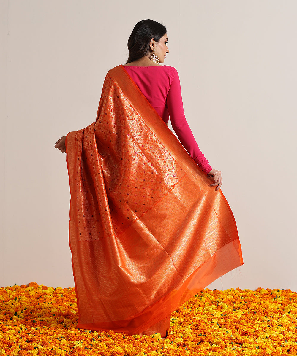 Handloom_Orange_Pure_Katan_Silk_Kimkhab_Banarasi_Saree_With_Meenakari_WeaverStory_03