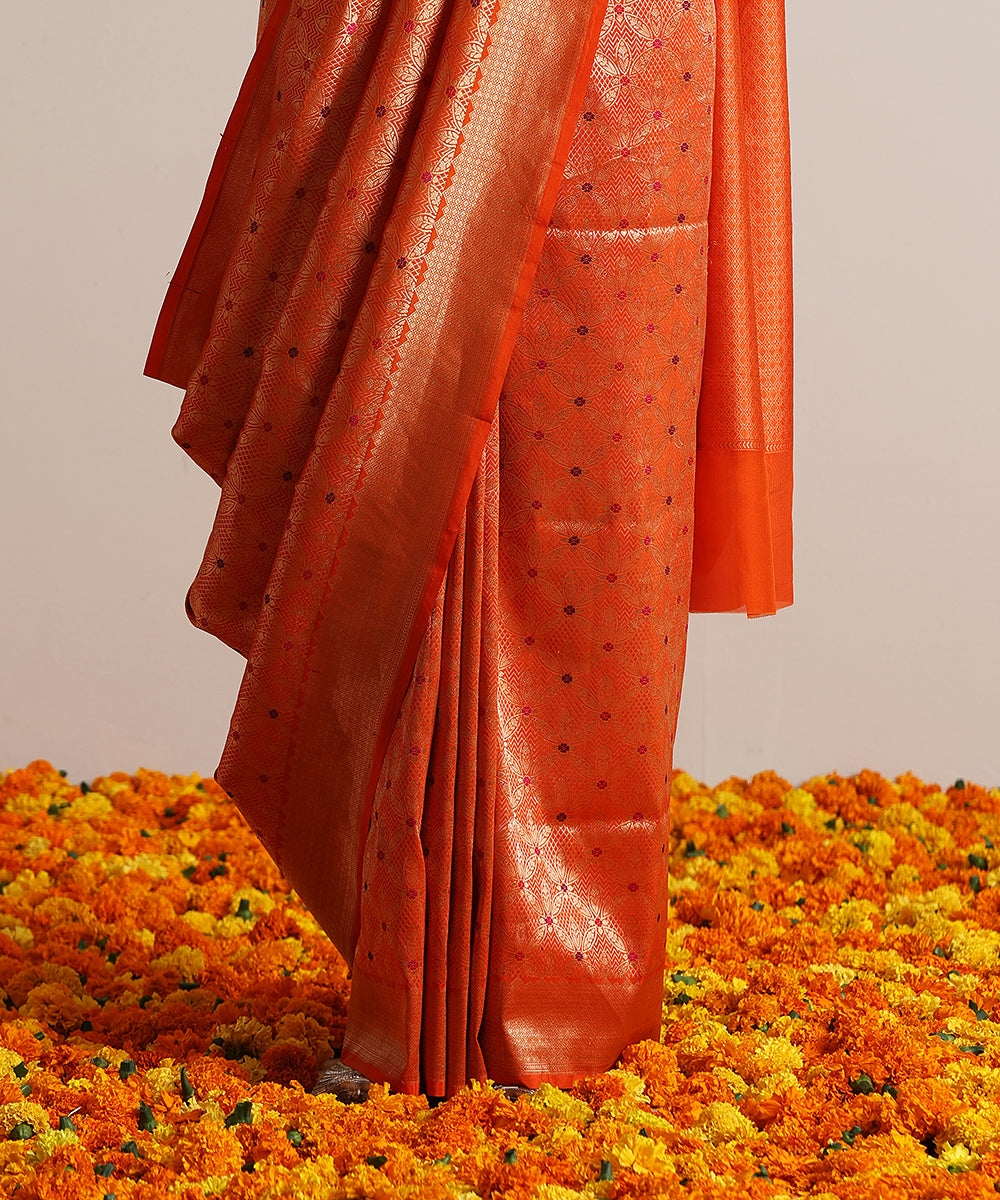 Handloom_Orange_Pure_Katan_Silk_Kimkhab_Banarasi_Saree_With_Meenakari_WeaverStory_04