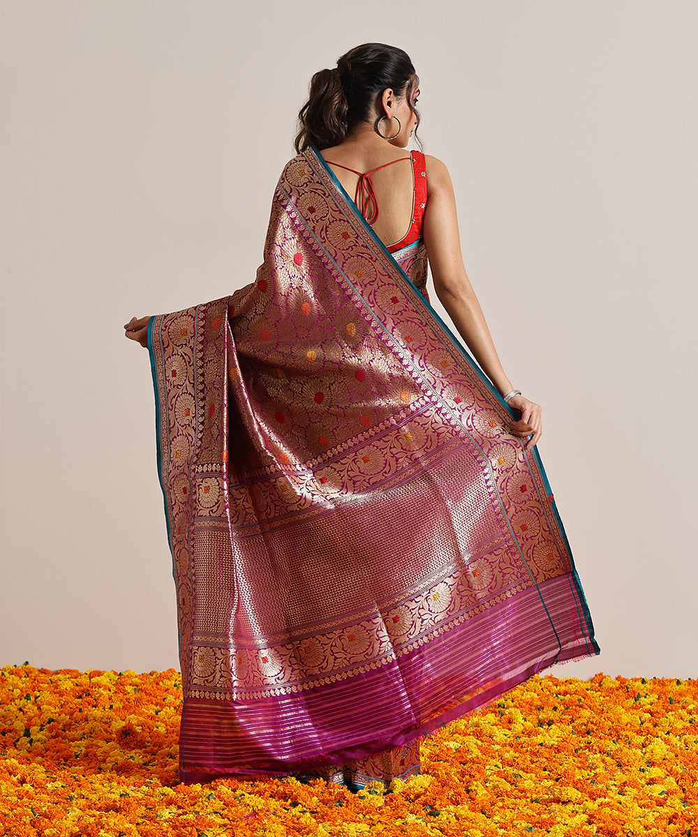 Handloom_Purple_Antique_Zari_Kimkhab_Banarasi_Saree_With_Lotus_Flower_Motifs_WeaverStory_03