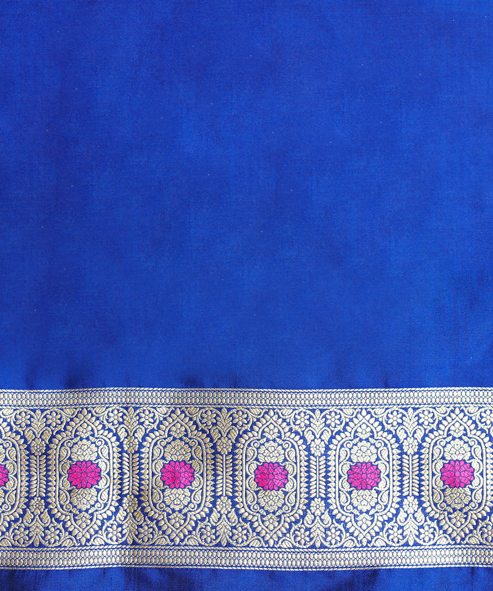 Handloom_Dark_Blue_Pure_Katan_Silk_Banarasi_Saree_With_Gold_Zari_Jaal_And_Meenakari_WeaverStory_05