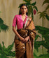 Handloom_Chocolate_Brown_Pure_Chanderi_Silk_Saree_With_Gold_Zari_Chidiyaa_Booti_WeaverStory_01