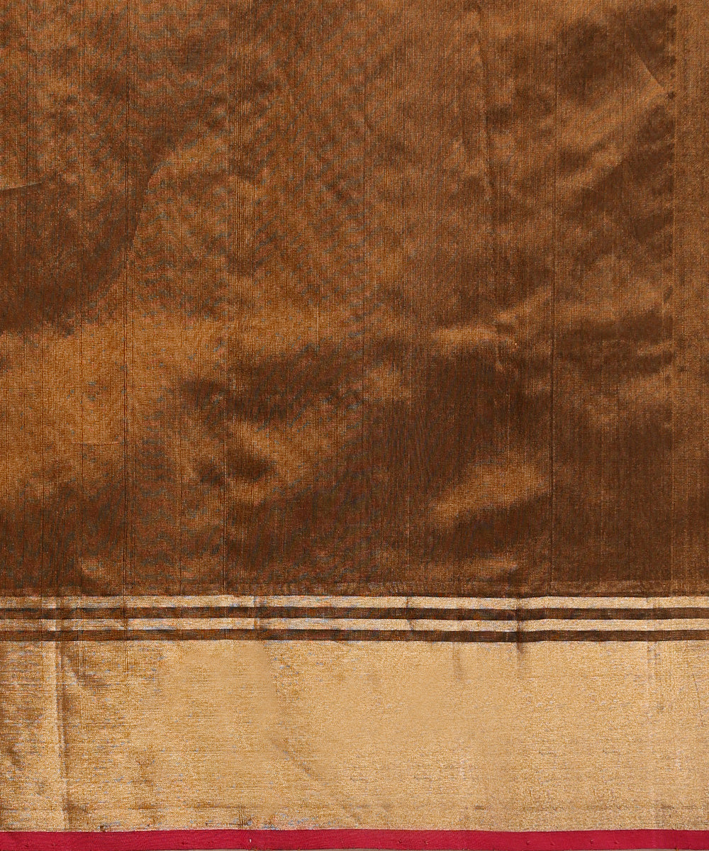 Handloom_Chocolate_Brown_Pure_Chanderi_Silk_Saree_With_Gold_Zari_Chidiyaa_Booti_WeaverStory_05