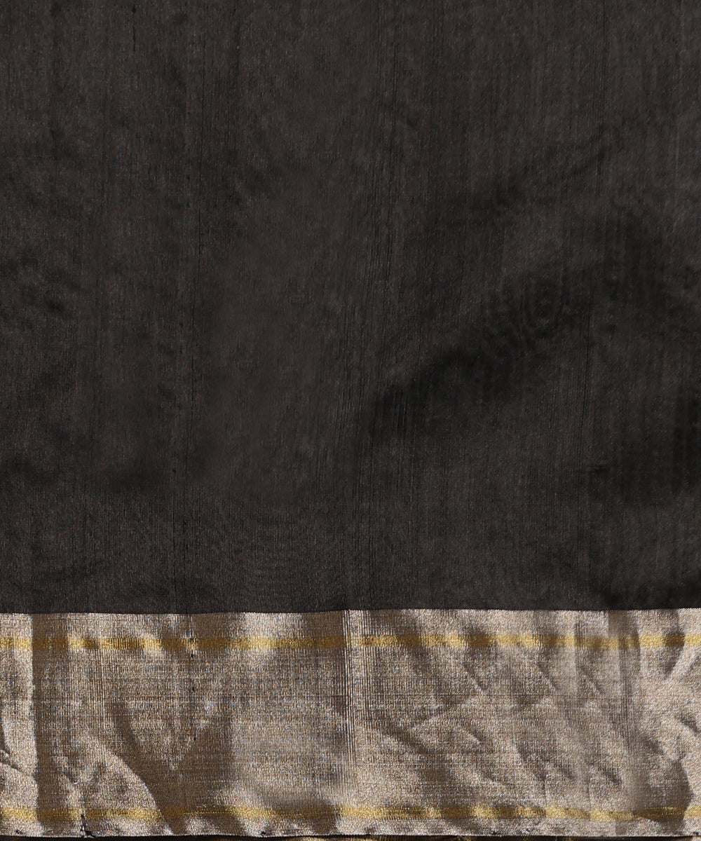 Black_Handloom_Pure_Chanderi_Saree_With_Gold_Meenakari_Booti_WeaverStory_05