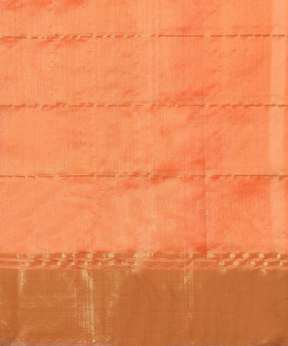 Handloom_Neon_Orange_Pure_Silk_Chanderi_Saree_With_Gold_Silver_Meenakari_Booti_And_Tissue_Border_WeaverStory_06