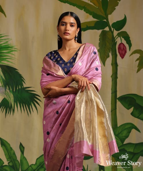 Mauve_Handloom_Pure_Chanderi_Silk_Saree_With_Booti_And_Tissue_Border_WeaverStory_01