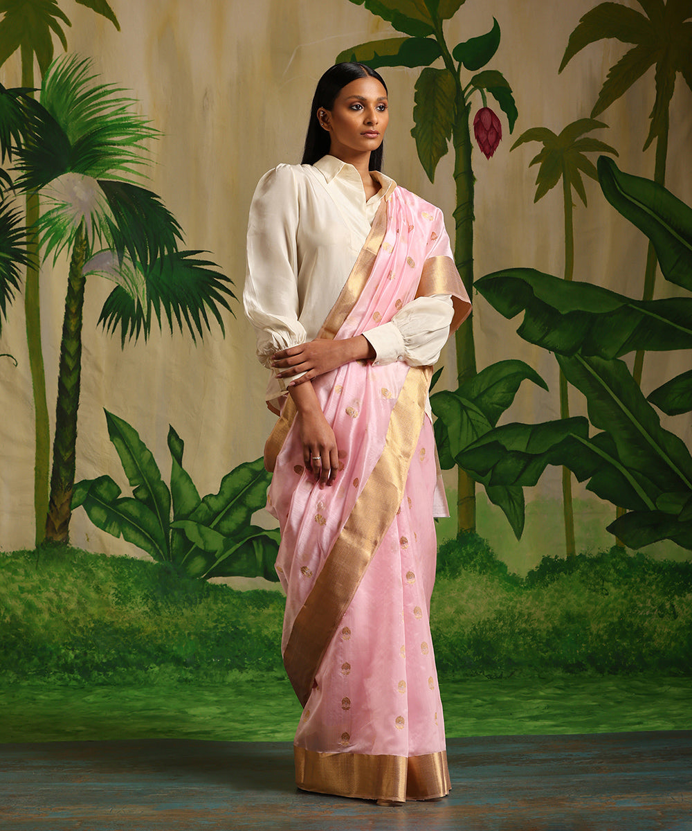 Baby_Pink_Handloom_Pure_Chanderi_Silk_Saree_With_Gold_And_Silver_Meenakari_Booti_WeaverStory_02