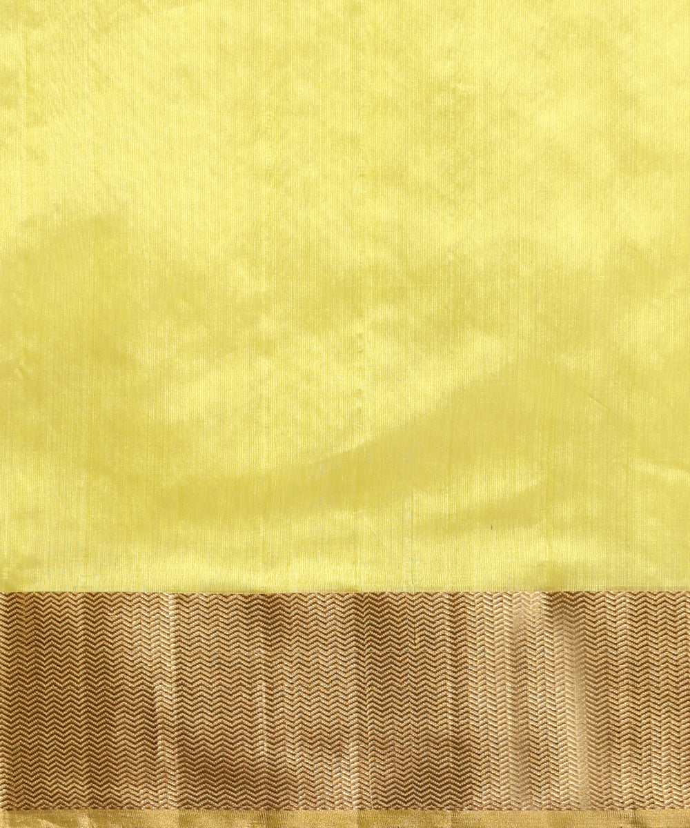 Handloom_Yellow_Pure_Chanderi_Gold_Silver_Meenakari_Booti_With_Gold_Zari_Border_Saree_WeaverStory_05