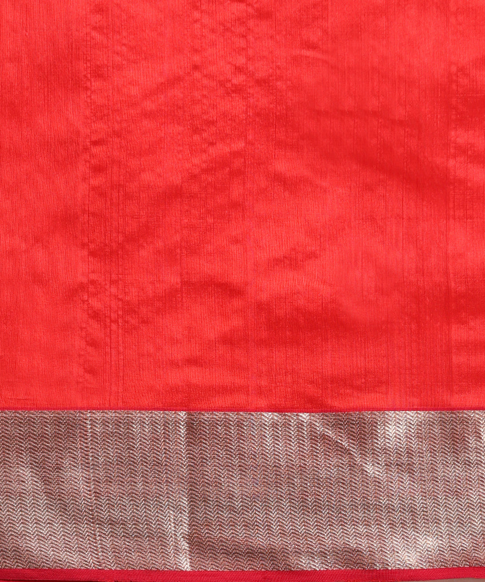 Handloom_Red_Pure_Chanderi_Silk_Saree_With_Shikargah_Border_WeaverStory_05