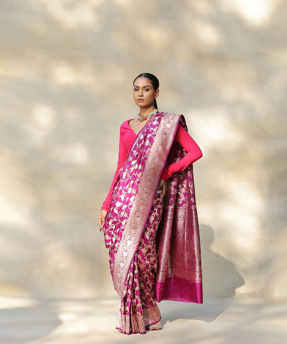 Purple_Handloom_Pure_Katan_Silk_Banarasi_Saree_With_Cutwork_Floral_Jaal_WeaverStory_02