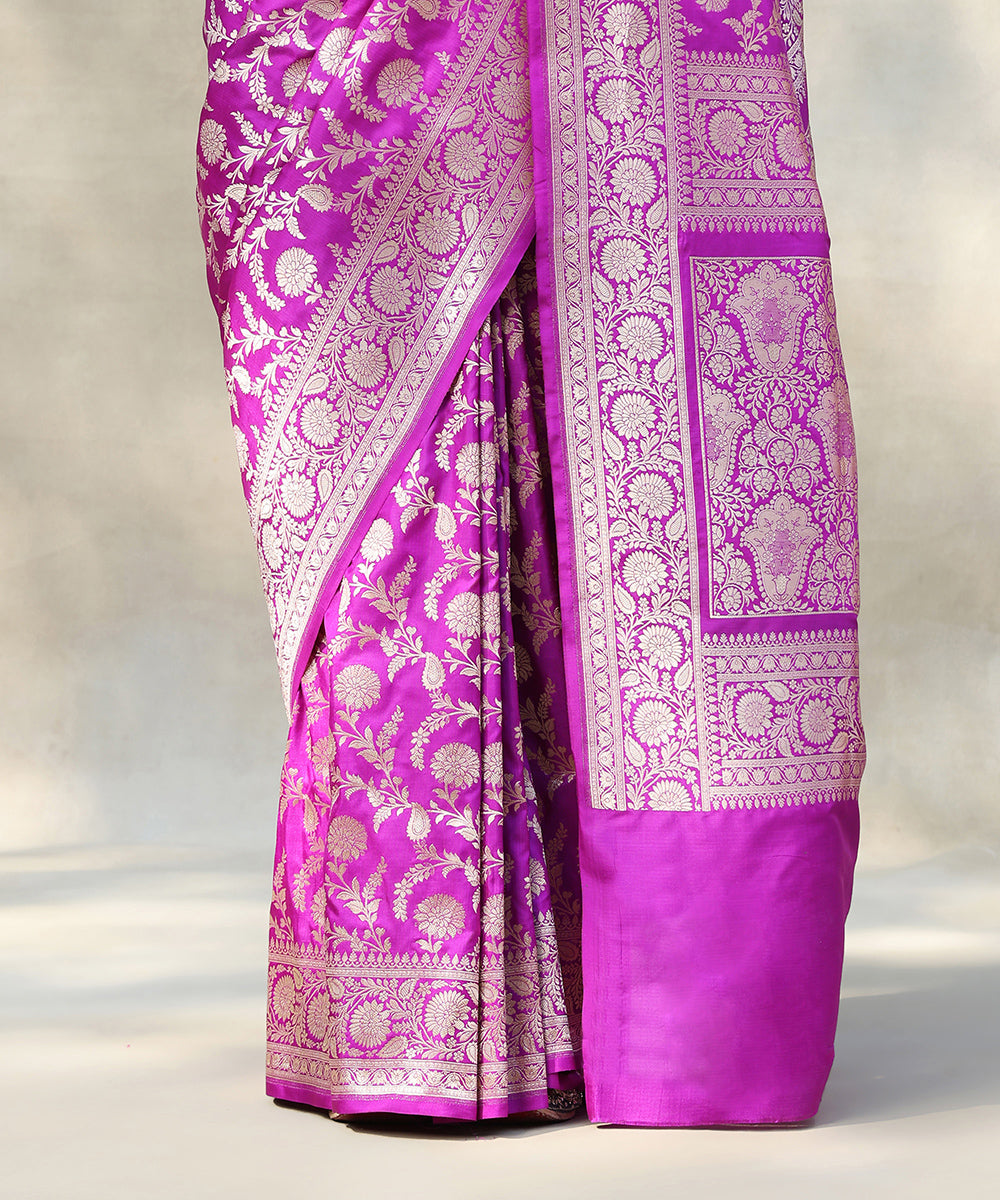 Violet_Handloom_Pure_Katan_Silk_Banarasi_Saree_With_Cutwork_Floral_Jaal_WeaverStory_04