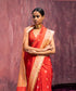 Red_Handloom_Pure_Katan_Silk_Banarasi_Saree_With_Kadhwa_Border_And_Meenakari_Booti_WeaverStory_01