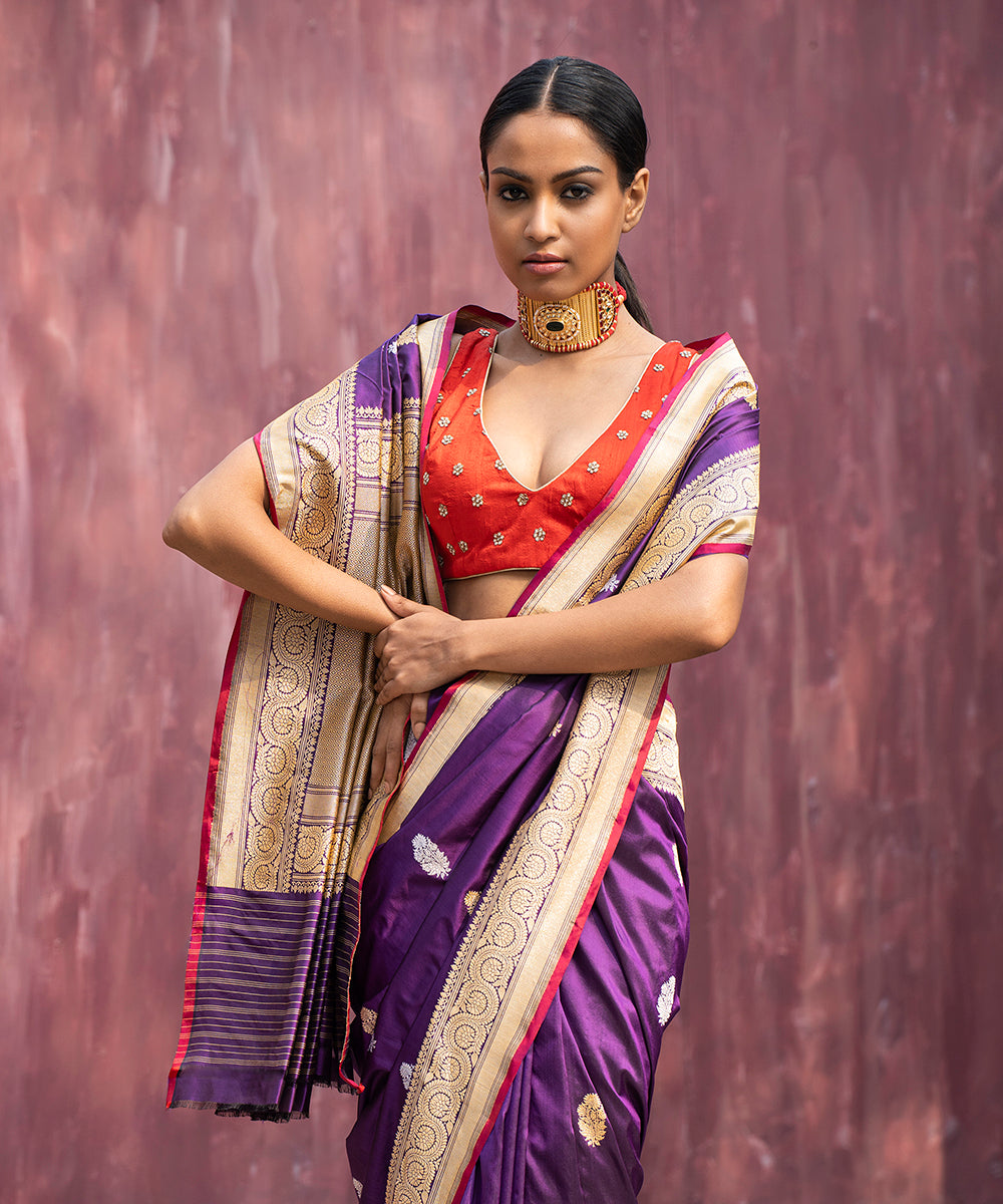 Handloom_Violet_Pure_Katan_Silk_Banarasi_Saree_With_Kadhwa_Border_WeaverStory_01