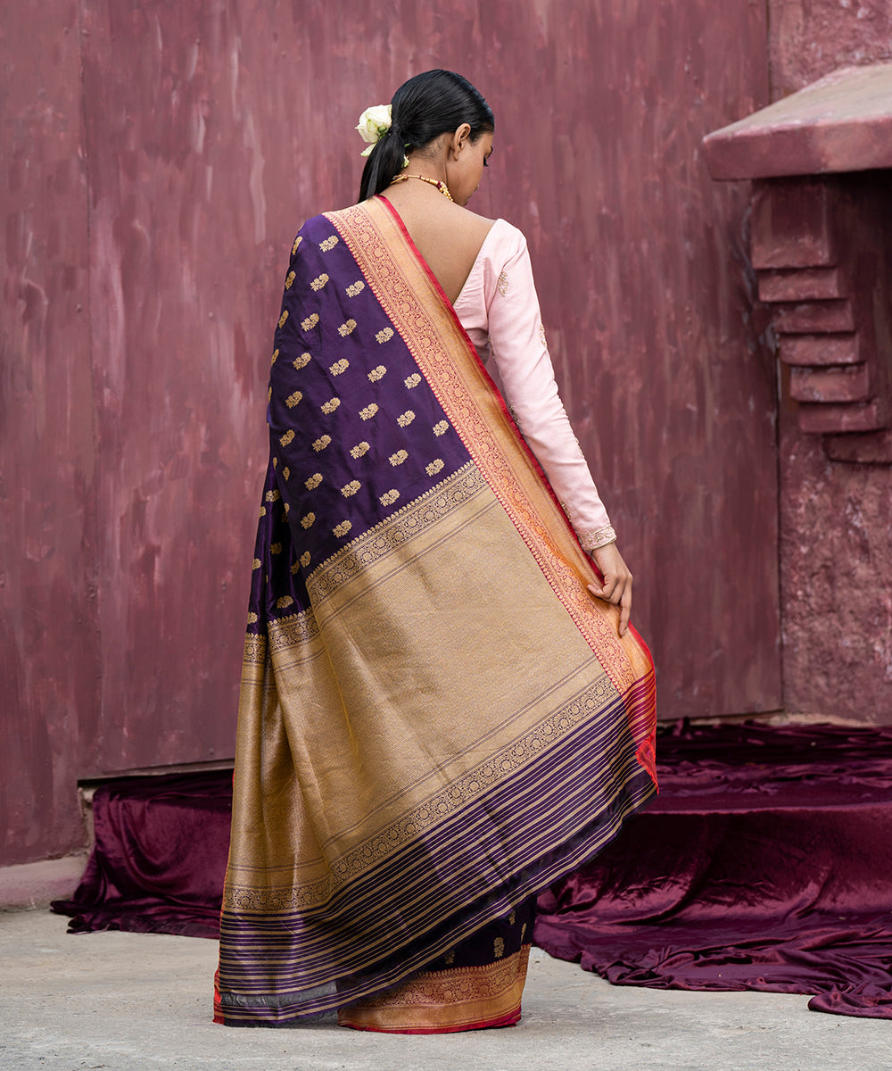 Handloom_Purple_Double_Shade_Pure_Katan_Silk_Banarasi_Saree_With_Cutwork_Booti_WeaverStory_03