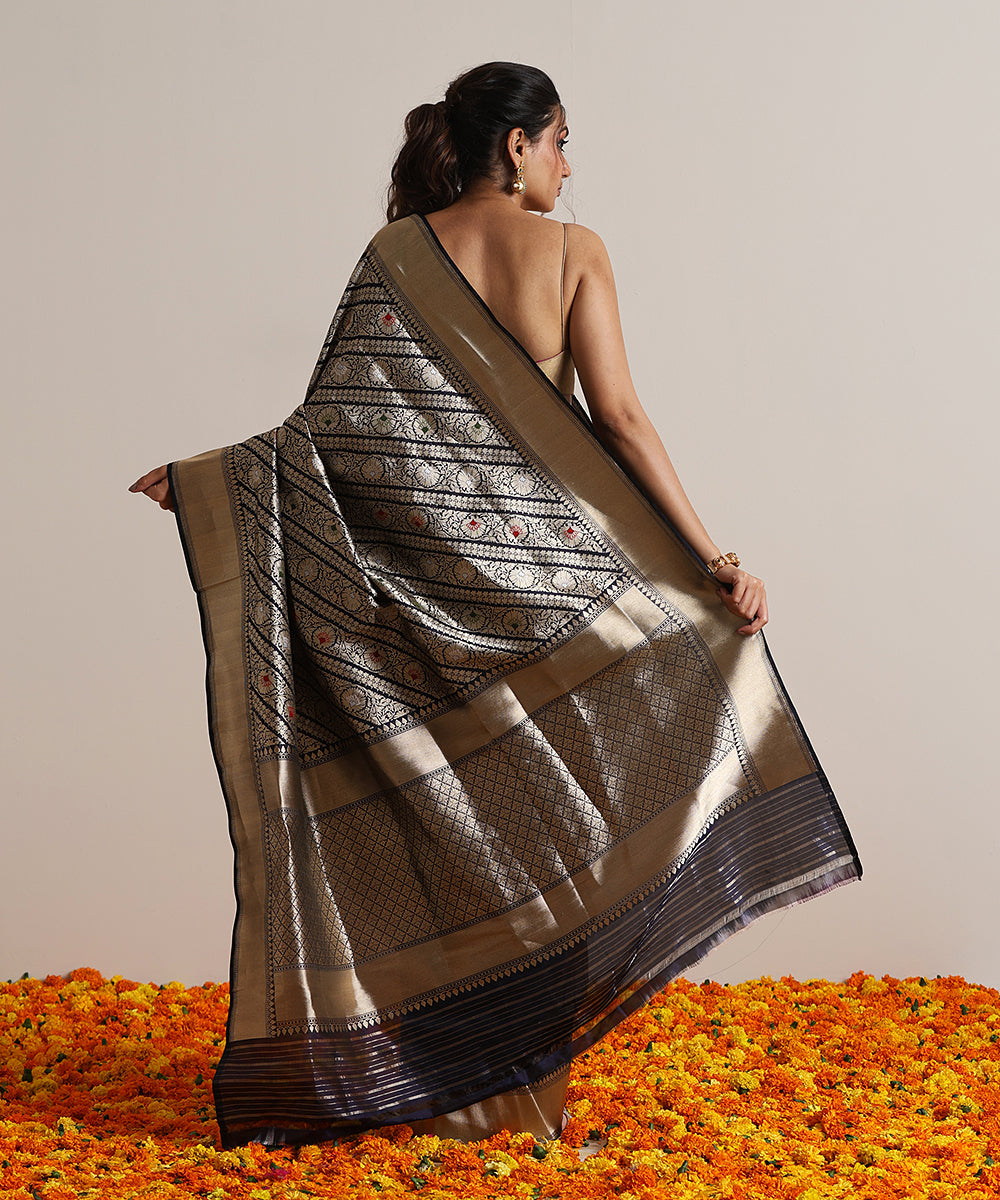Handloom_Black_Pure_Katan_Silk_Banarasi_Kimkhab_Saree_With_Meenakari_WeaverStory_03