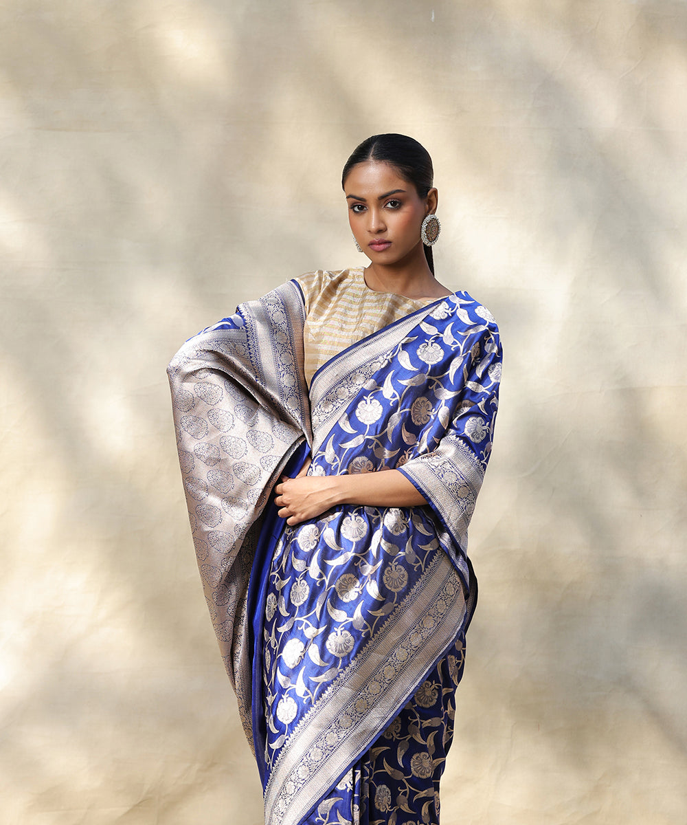 Handloom_Royal_Blue_Pure_Katan_Silk_Banarasi_Saree_With_Cutwork_Zari_Jaal_WeaverStory_01