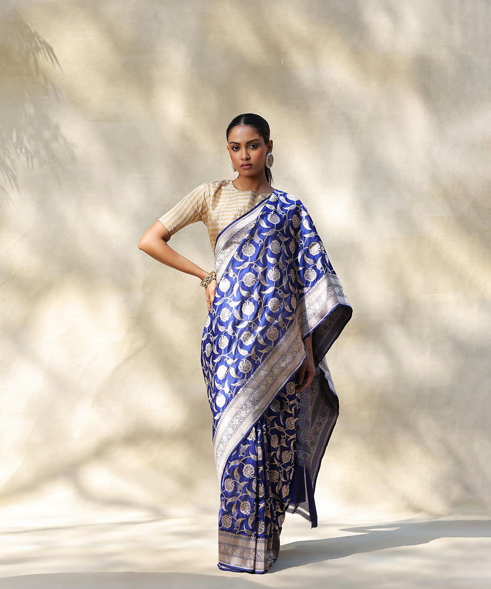 Handloom_Royal_Blue_Pure_Katan_Silk_Banarasi_Saree_With_Cutwork_Zari_Jaal_WeaverStory_02