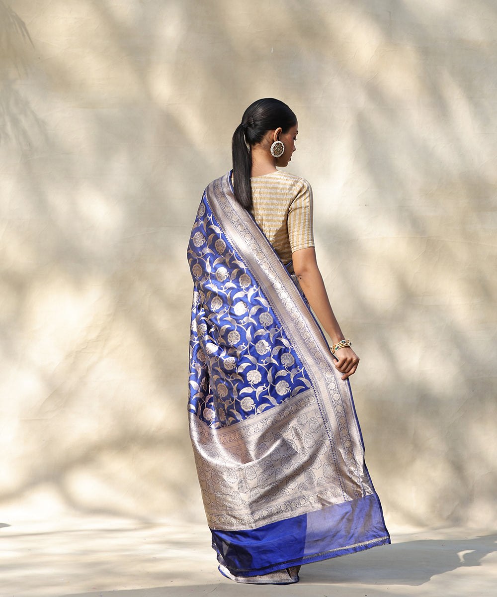 Handloom_Royal_Blue_Pure_Katan_Silk_Banarasi_Saree_With_Cutwork_Zari_Jaal_WeaverStory_03
