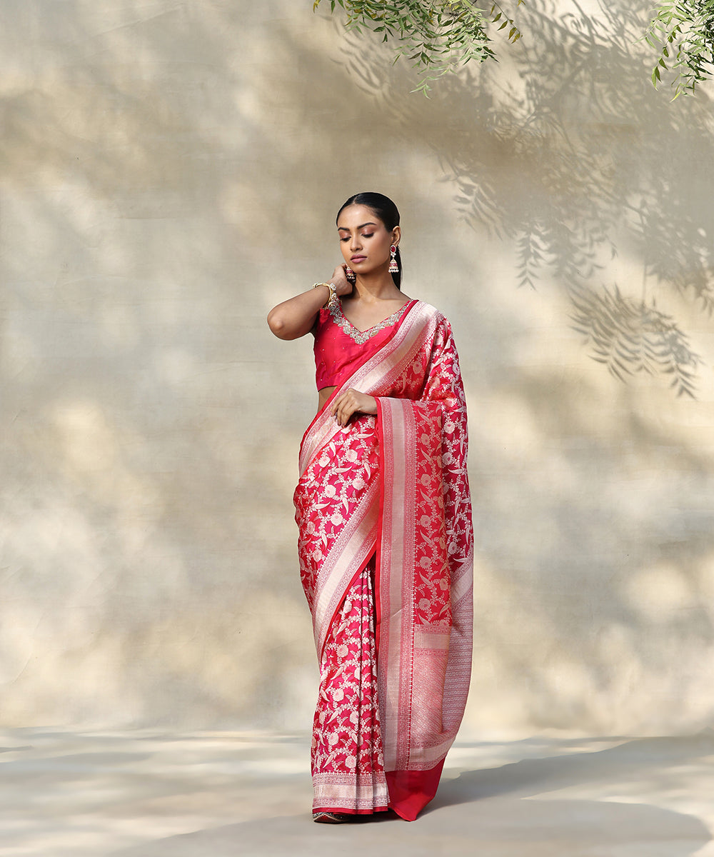 Hot_Pink_Double_Shade_Handloom_Pure_Katan_Silk_Banarasi_Saree_With_Rupa_Zari_Jaal_WeaverStory_02