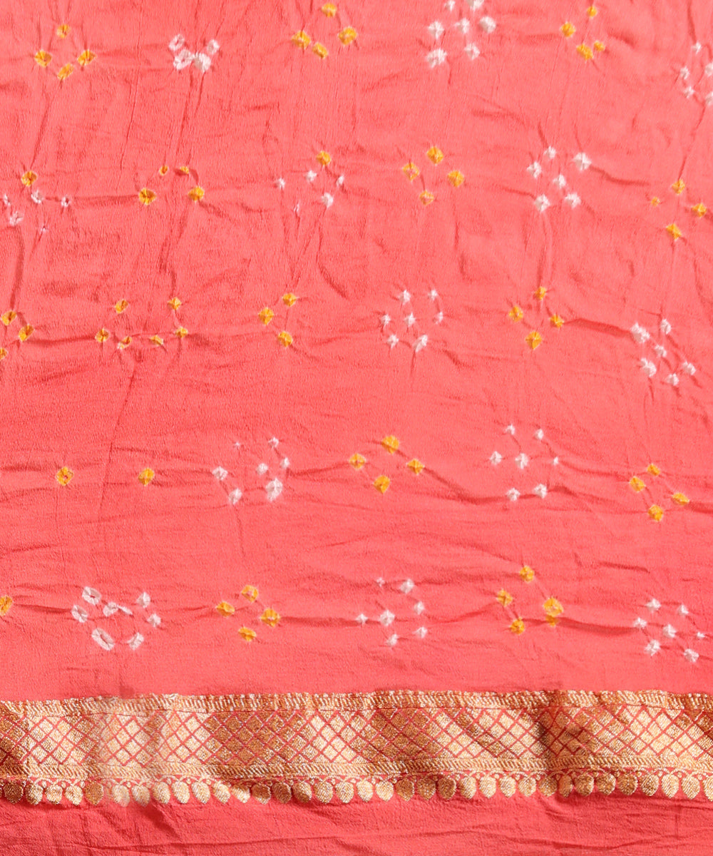 Handloom_Pastel_Orange_Pure_Georgette_Banarasi_Bandhej_Saree_With_All_Over_Zari_Jaal_WeaverStory_05