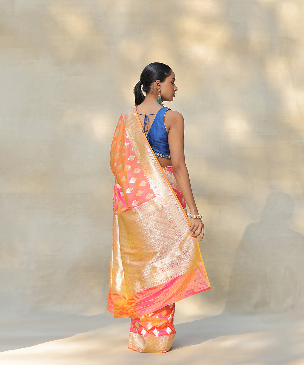 Peach_Double_Shade_Handloom_Pure_Katan_Silk_Banarasi_Saree_With_Single_Zari_Cutwork_Booti_WeaverStory_03