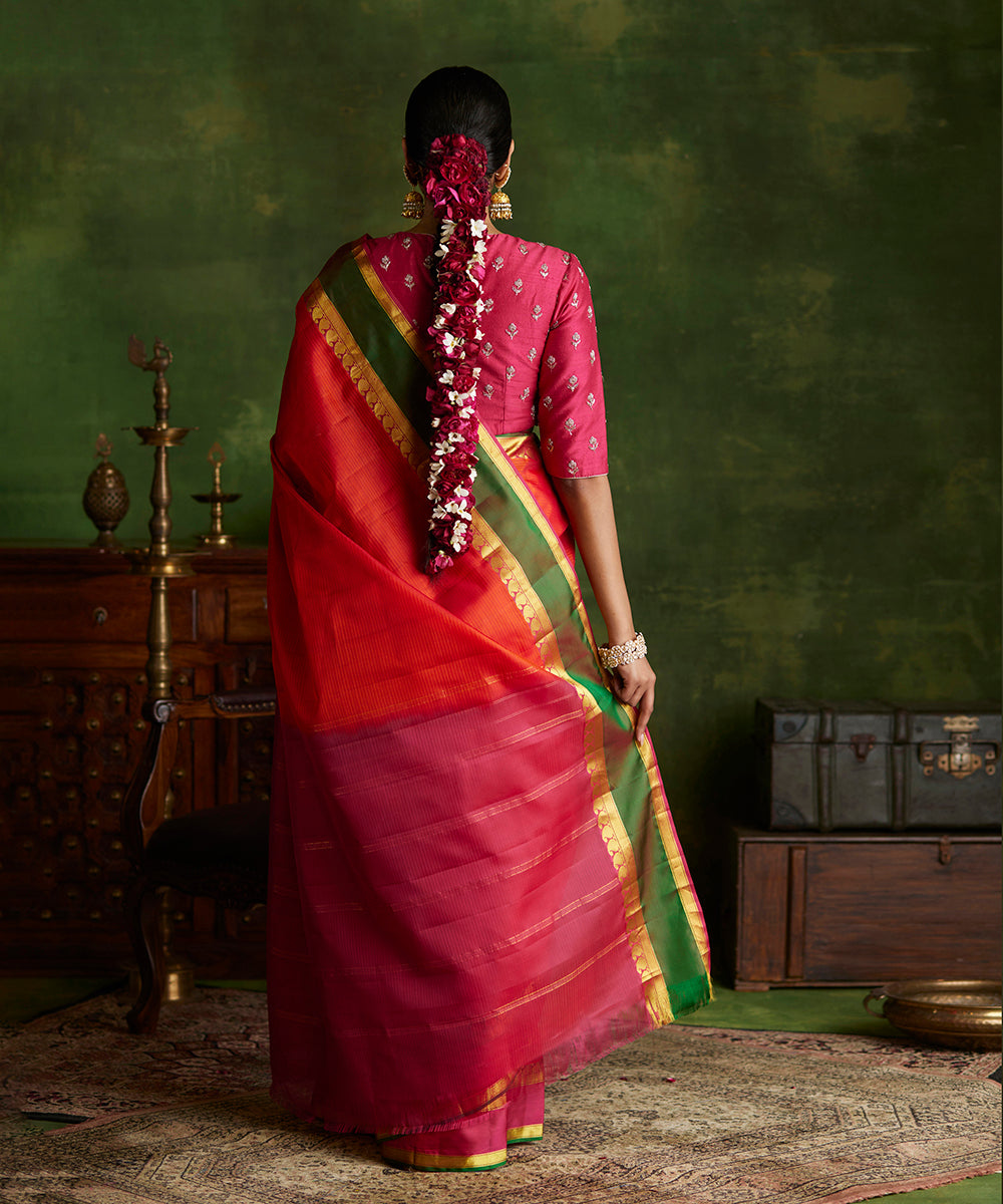 Handloom_Red_Pure_Silk_Kanjivaram_Saree_With_Hot_Pink_Border_WeaverStory_03