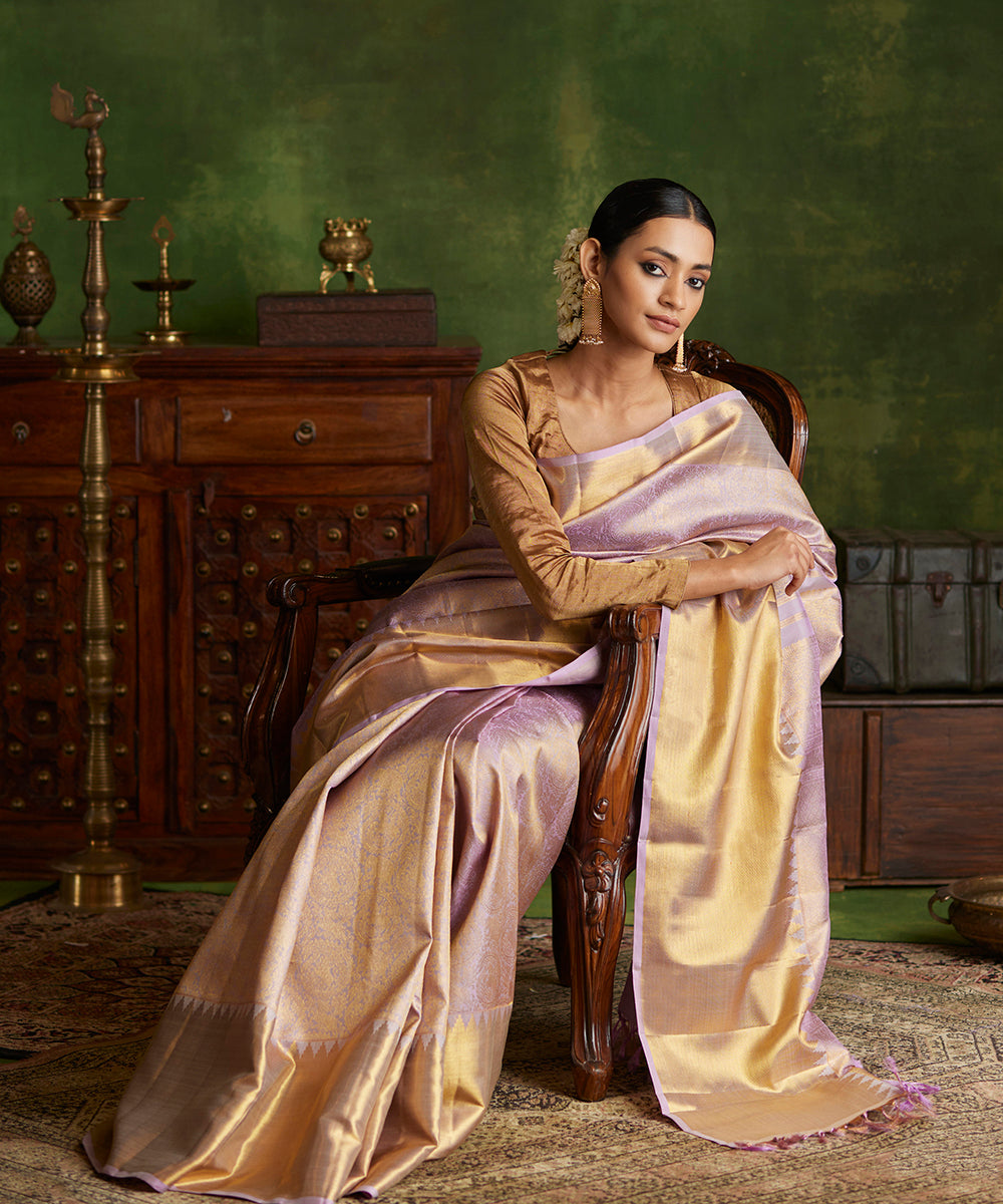 Handloom_Lavender_Pure_Silk_Kanjivaram_Saree_With_All_Over_Shikargah_Zari_Work_WeaverStory_01
