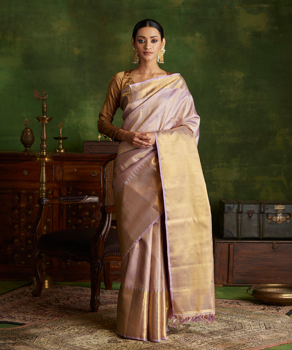 Handloom_Lavender_Pure_Silk_Kanjivaram_Saree_With_All_Over_Shikargah_Zari_Work_WeaverStory_02