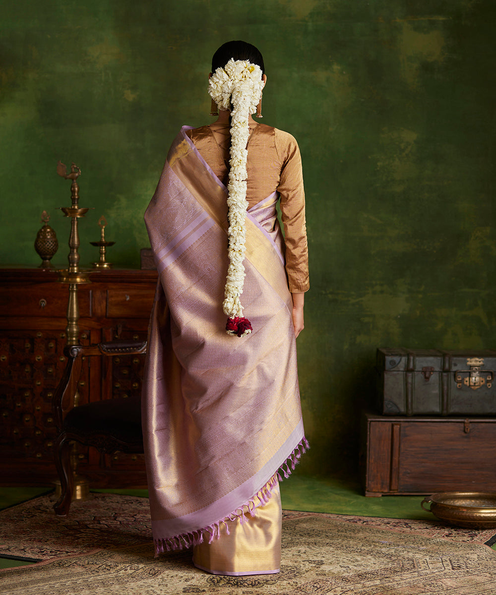 Handloom_Lavender_Pure_Silk_Kanjivaram_Saree_With_All_Over_Shikargah_Zari_Work_WeaverStory_03