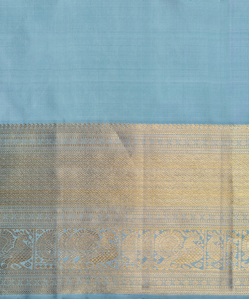 Sky_Blue_Handloom_Pure_Silk_Kanjivaram_Saree_With_Silver_And_Gold_Booti_WeaverStory_06