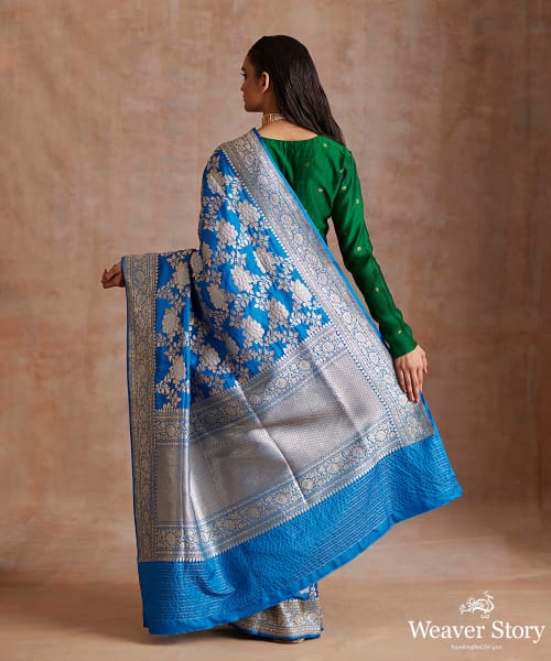 Blue_Handloom_Ektara_Pure_Katan_Banarasi_Saree_With_Angoor_Jaal_WeaverStory_03