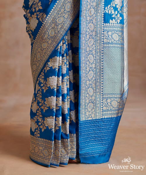 Blue_Handloom_Ektara_Pure_Katan_Banarasi_Saree_With_Angoor_Jaal_WeaverStory_04