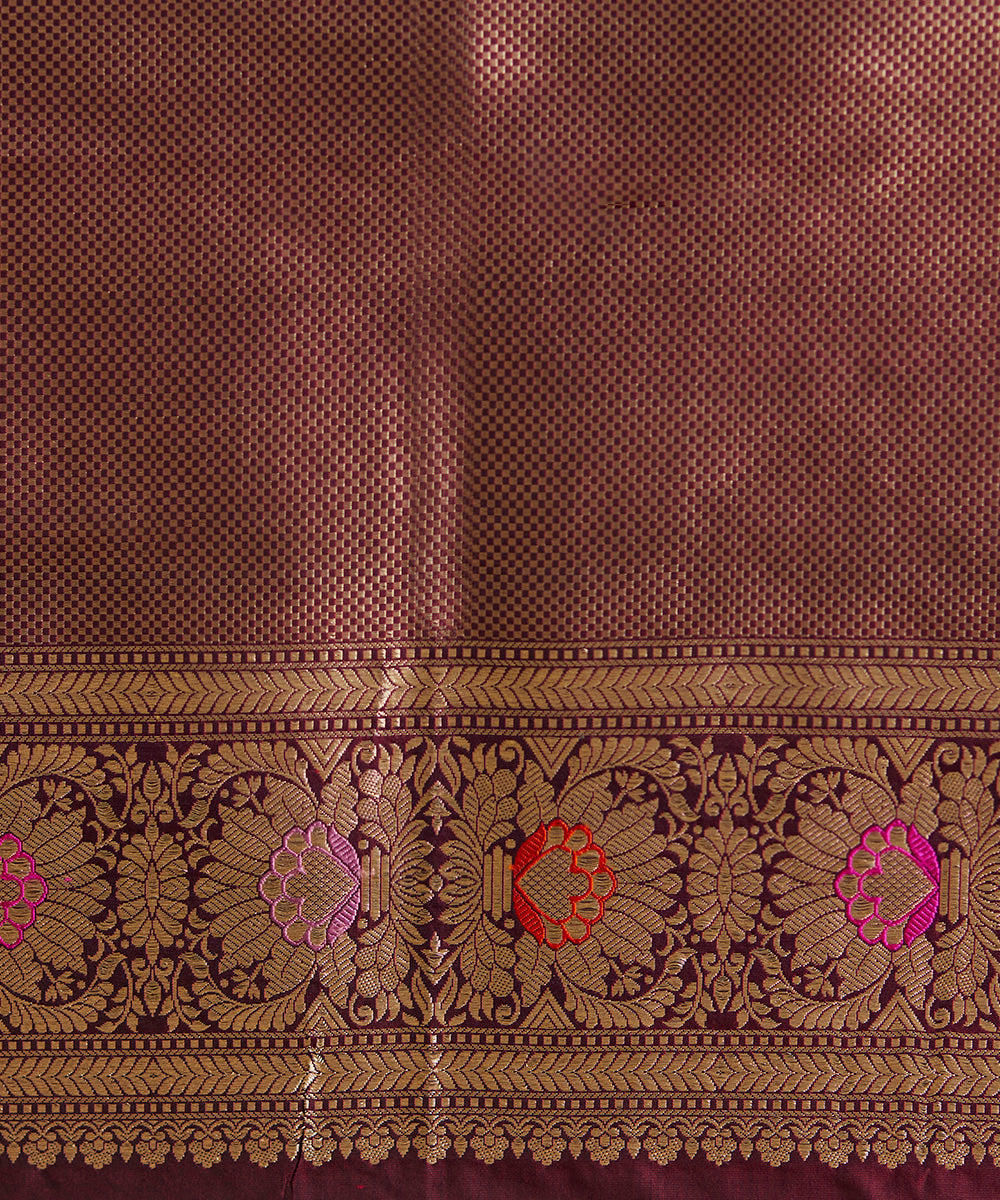 Handloom_Wine_Pure_Katan_Silk_Banarasi_Saree_With_Meenakari_Floral_Jaal_WeaverStory_05