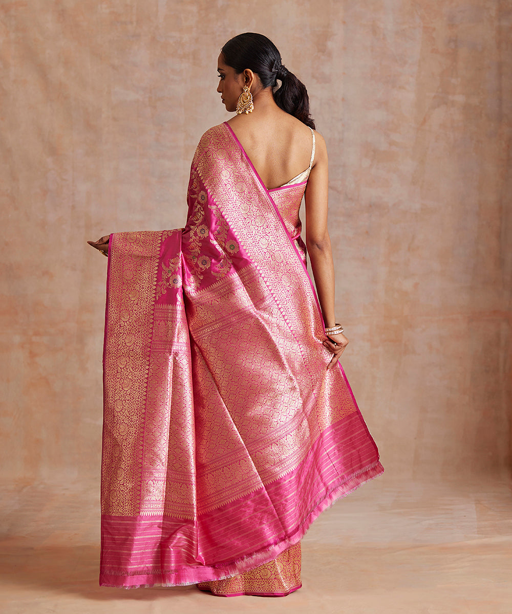Handloom_Magenta_Pure_Katan_Silk_Banarasi_Saree_With_Meenakari_Floral_Jaal_WeaverStory_03