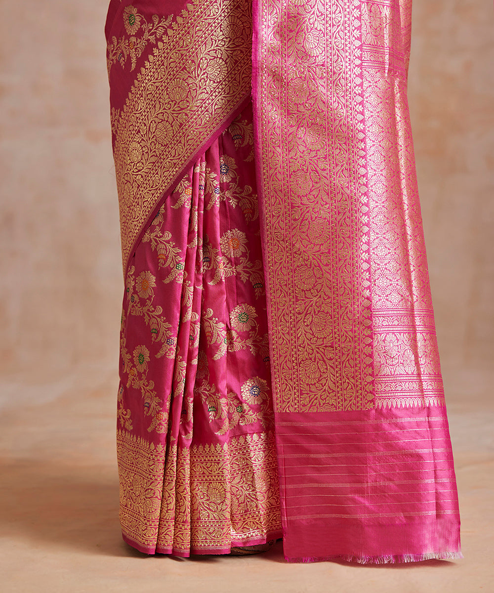 Handloom_Magenta_Pure_Katan_Silk_Banarasi_Saree_With_Meenakari_Floral_Jaal_WeaverStory_04