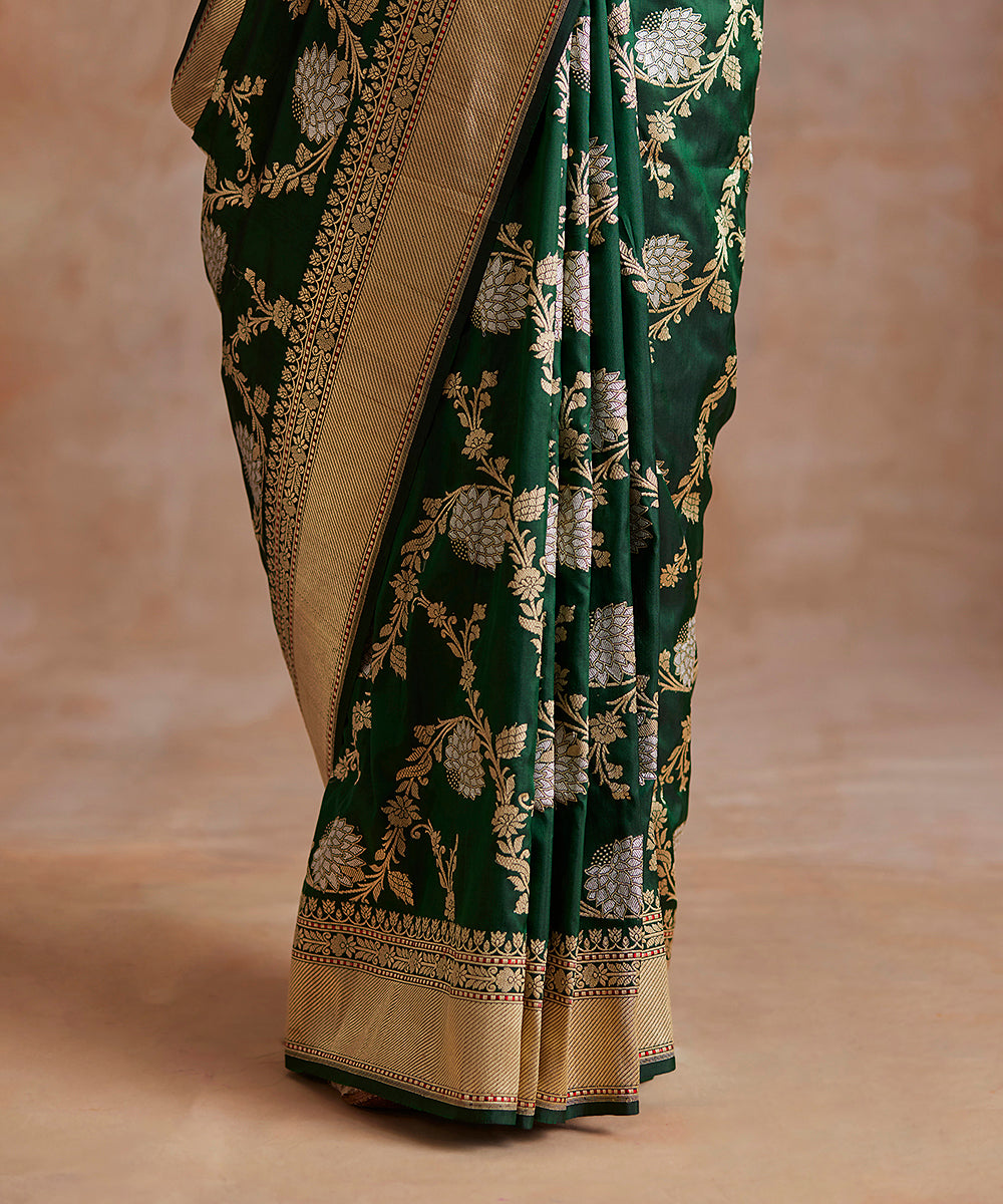 Green_Pure_Katan_Silk_Kadhwa_Banarasi_Jangla_With_Meenakari_Floral_Jaal_WeaverStory_04