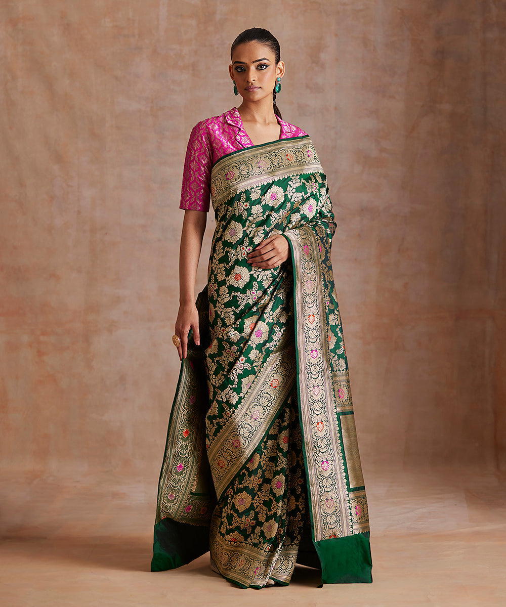 Handloom_Green_Pure_Katan_Silk_Banarasi_Saree_With_Meenakari_Floral_Jaal_WeaverStory_02