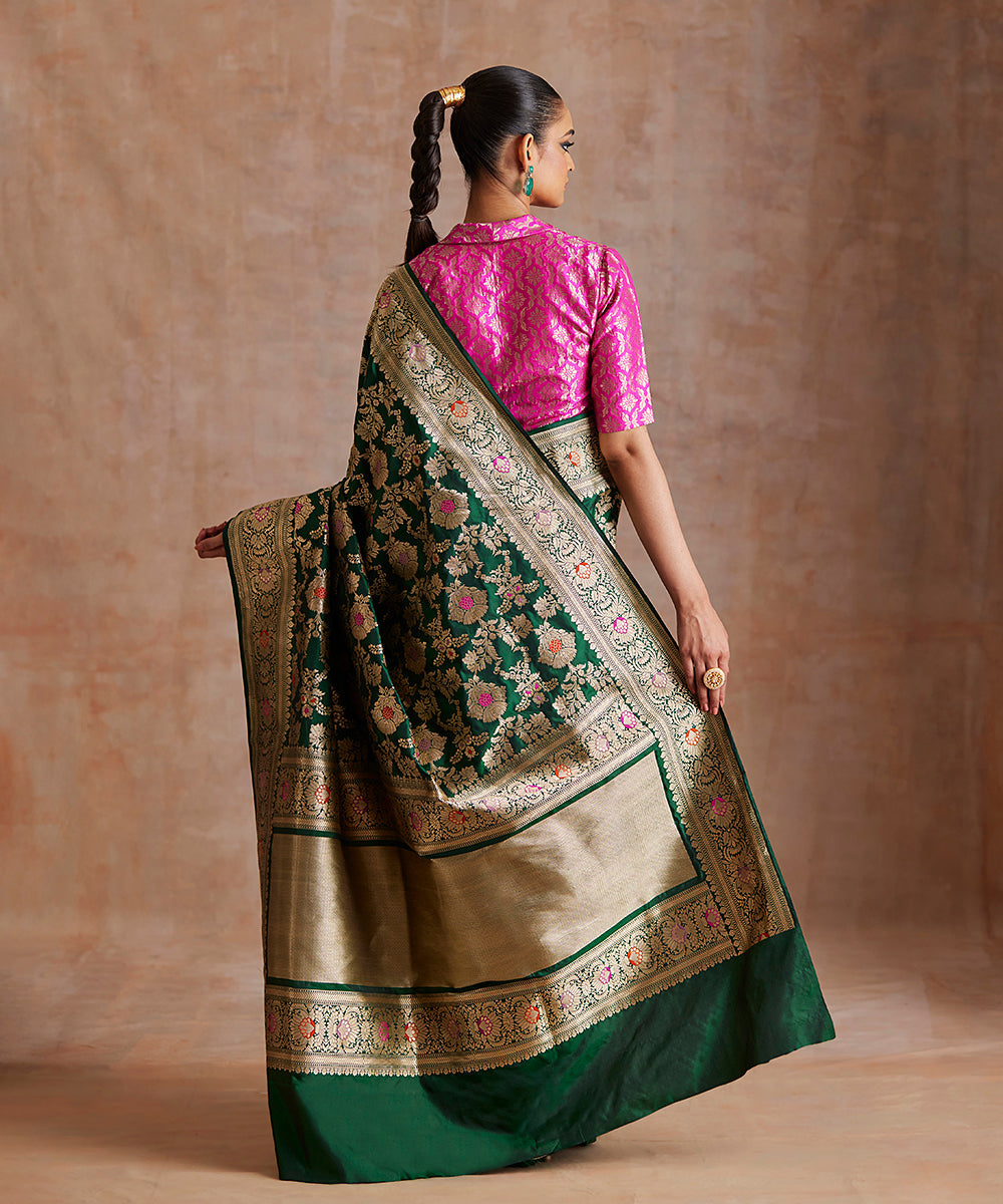Handloom_Green_Pure_Katan_Silk_Banarasi_Saree_With_Meenakari_Floral_Jaal_WeaverStory_03
