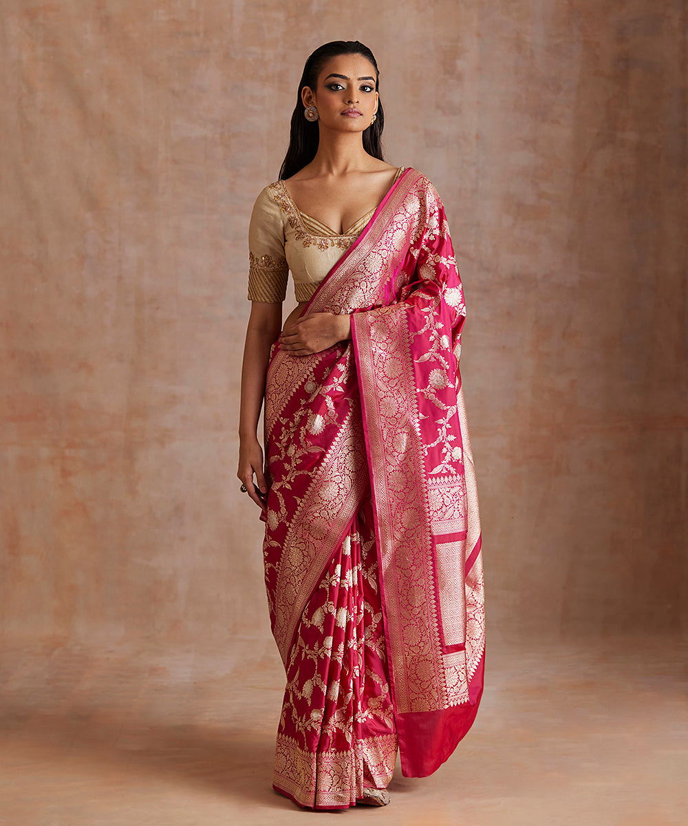 Handloom_Pink_Pure_Katan_Silk_Banarasi_Saree_With_Sona_Rupa_Jaal_WeaverStory_02